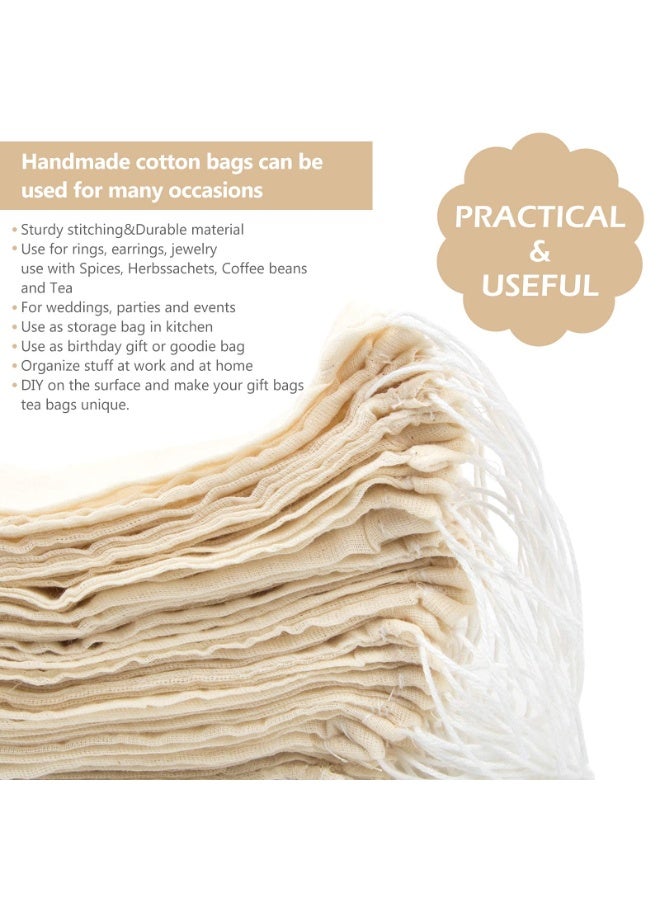 Chielor 50Pcs Cotton Muslin Bags, Eco-friendly Drawstring Bags for Reusable Sachet, Crafts, Teas, Spices, Soaps, Jewellery, Crafts, Parties, Decor & Favour Gifts for Home Supplies - Image 2